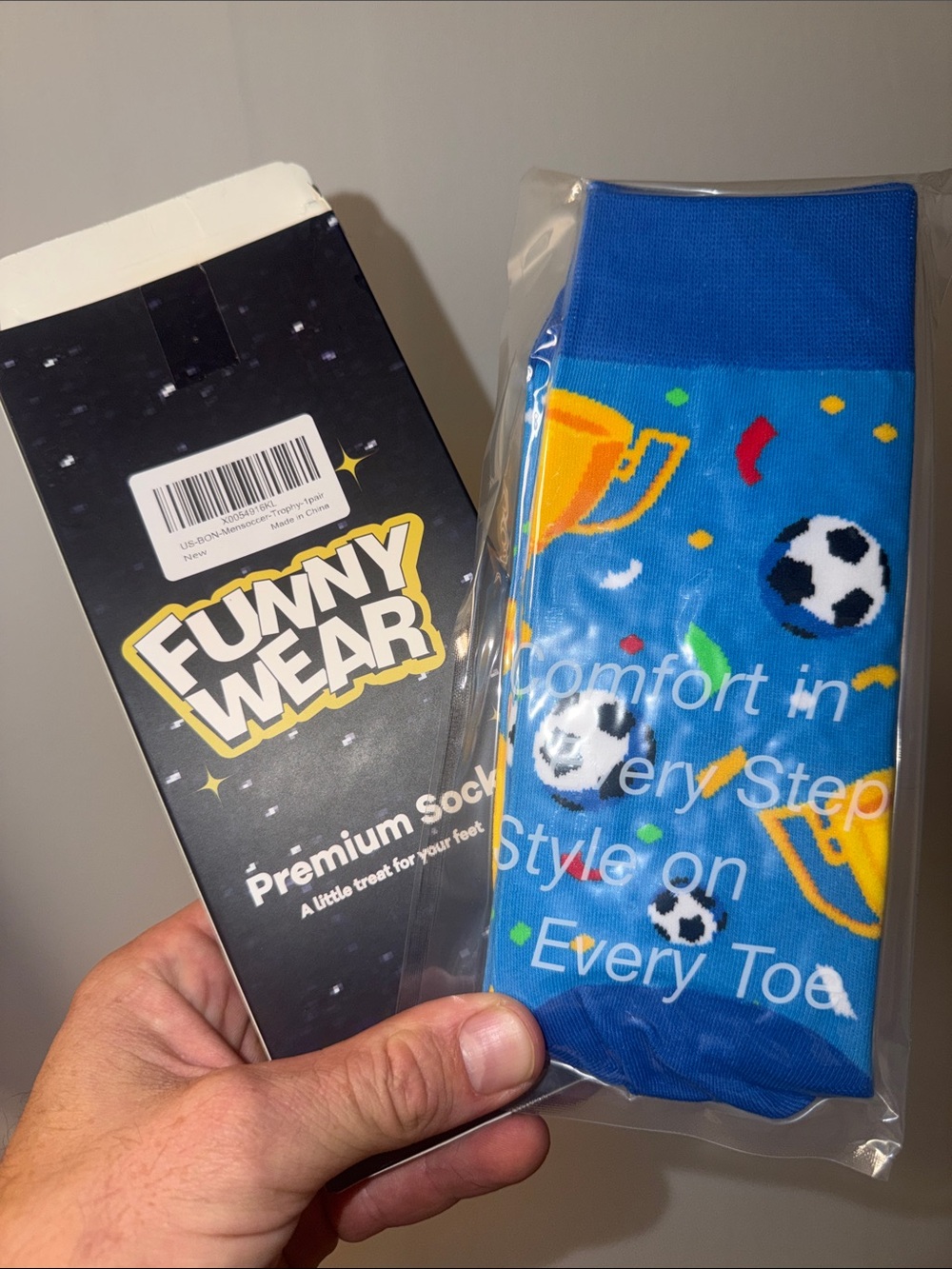 Men's Blue Soccer Trophy Crew Socks